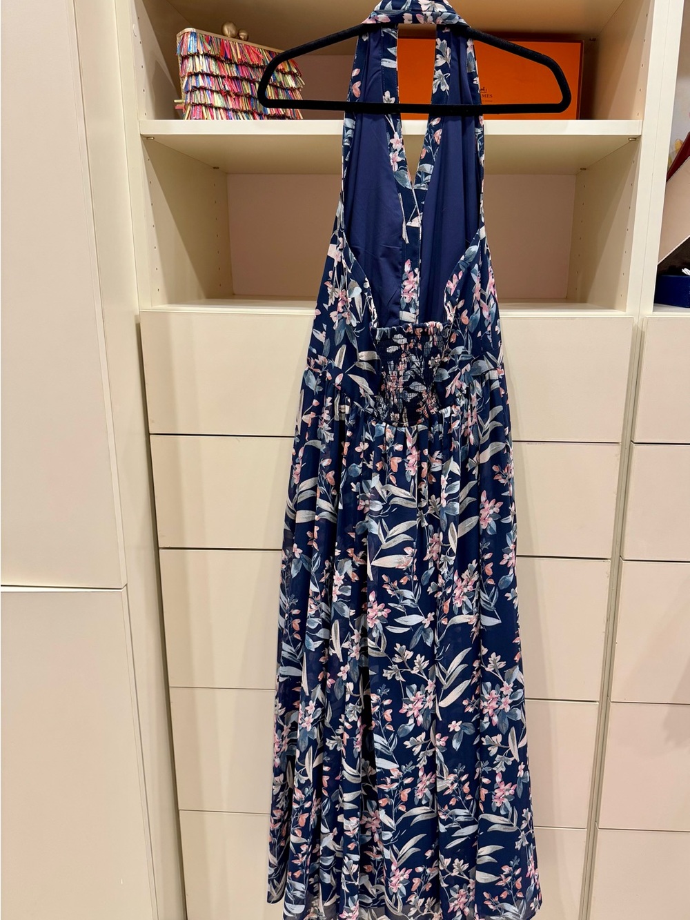 Gal Meets Glam Navy Floral Maxi Dress with Pink and Cream Blooms - Picture 4 of 5
